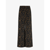 THEORY THEORY WOMEN'S DARK BROWN MULTI ABSTRACT-PRINT WIDE-LEG HIGH-RISE STRETCH-WOVEN TROUSERS