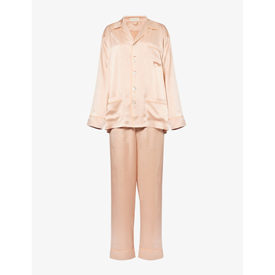 Olivia Von Halle Womens Shell Yves Contrast-piping Silk Pyjama Set