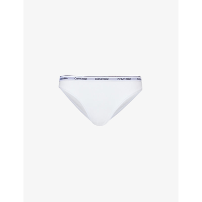 Calvin Klein Womens White Modern Branded-waistband Stretch-cotton Briefs