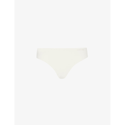 Calvin Klein Womens Ivory Invisibles Branded-waistband Stretch-woven Thong