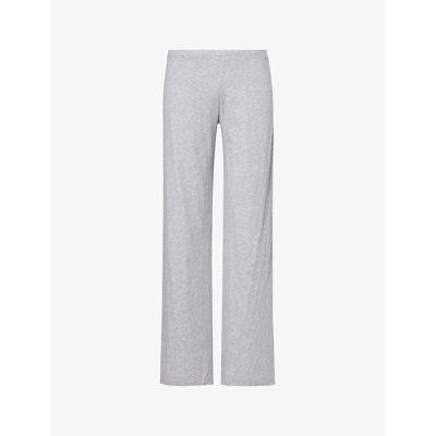 Skin Womens Heather Grey Sexy Wide-leg Mid-rise Organic Cotton-jersey Trousers