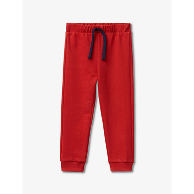 Benetton Girls Red Kids Branded-print Back-pocket Organic-cotton Jogging Bottoms 18 Months - 6 Years