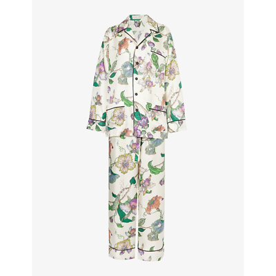 Olivia Von Halle Womens Aura Yves Floral-pattern Silk Pyjama Set