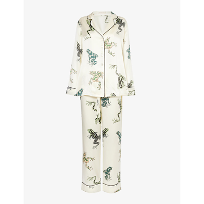 Olivia Von Halle Womens Lumi Lila Graphic-print Silk Pyjama Set