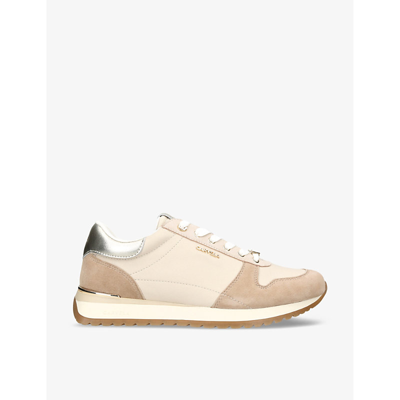 Carvela Womens Taupe Track Star Logo-embellished Nylon And Leather Low-top Trainers