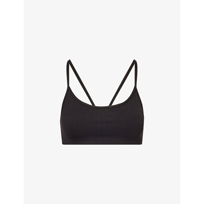 Vuori Womens Black Bliss Brand-patch Stretch-recycled Polyamide Sports Bra