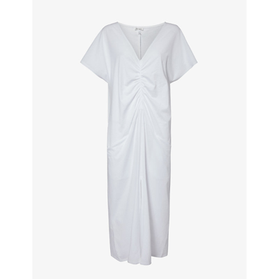 Skin Womens White Cariana V-neck Organic-cotton Midi Dress