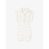 Sandro Ruched Woven Mini Shirt Dress In Naturels