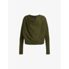 Allsaints Ridley Cropped Wool Sweater In Forest Green