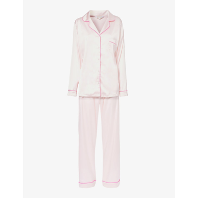 The Nap Co Womens Strawberry Relaxed-fit Satin Pyjamas