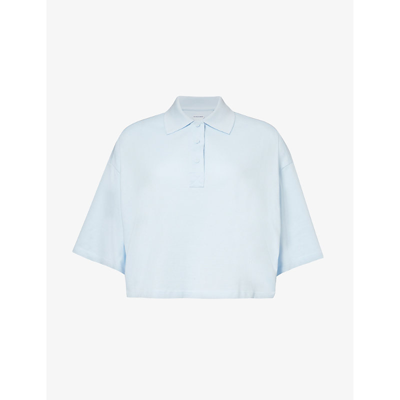 Bottega Veneta Womens Bubble Exaggerated-sleeve Cropped Cotton-piqué Polo Shirt