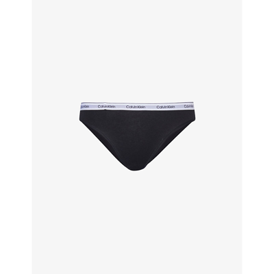 Calvin Klein Womens Black Modern Branded-waistband Stretch-cotton Briefs