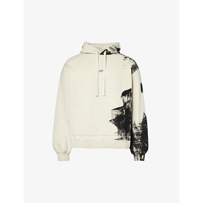A-cold-wall* A Cold Wall Mens Bone Brushstroke Abstract-print Cotton-jersey Hoody
