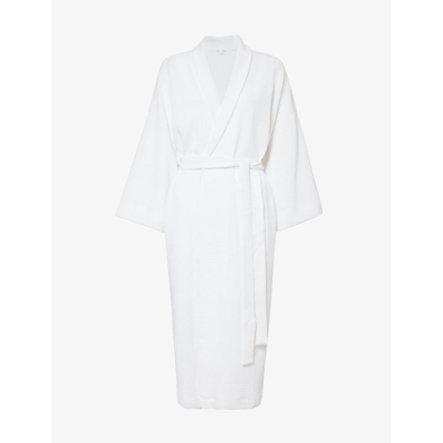 Skin Womens White Skylar Waffle-texture Organic Cotton-blend Dressing Gown