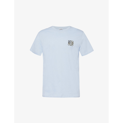 Loewe Logo-embroidered Cotton-jersey T-shirt In Blue