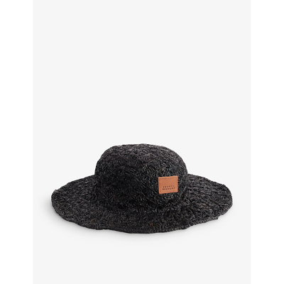 Isabel Marant Womens Black Tulum Logo-patch Raffia Hat