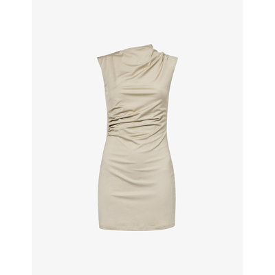 4th & Reckless Senya Ruched Stretch-woven Mini Dress In Mocha