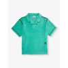 BURBERRY BURBERRY BOYS BRIGHT JADE KIDS ROLFE LOGO-EMBROIDERED COTTON-BLEND POLO SHIRT