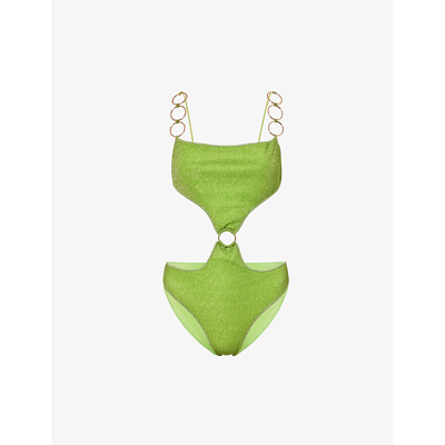 OSEREE OSEREE WOMEN'S LIME LUMIÈRE CUT-OUT SWIMSUIT