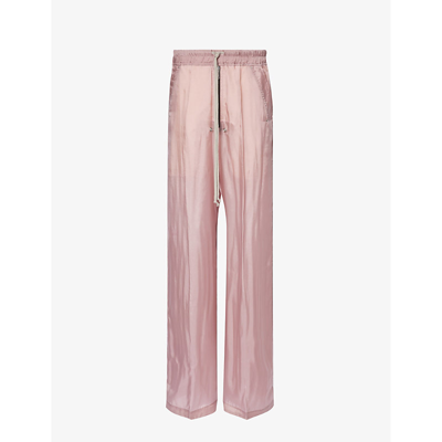 Rick Owens Womens Dusty Pink Semi-sheer Wide-leg High-rise Satin Trousers