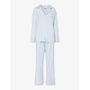 Eberjey Gisele Tencel Modal Long Pj Set In Ice Blue/ivory