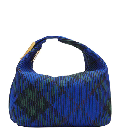 Burberry Medium Peg Check-pattern Shoulder Bag In Blue