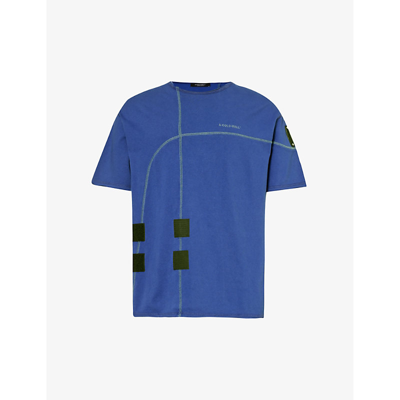 A-cold-wall* A Cold Wall Mens Volt Blue Intersect Logo-embroidered Cotton-jersey T-shirt