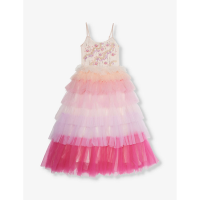 Tutu Du Monde Girls Blush Tint Mix Kids Sequin And Bead-embellished Cotton Dress 6-11 Years