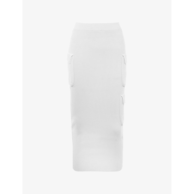 House Of Cb Womens White Maeve Mid-rise Woven-blend Maxi Skirt