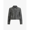 Allsaints Remy Suede Trucker Jacket In Vintage Black