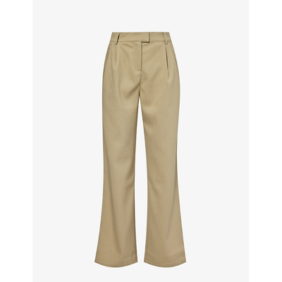 4th & Reckless Onicka Straight-leg Mid-rise Stretch-woven Trousers In Olive