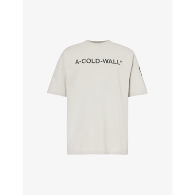 A-cold-wall* A Cold Wall Mens Cement Overdye Logo-print Cotton-jersey T-shirt