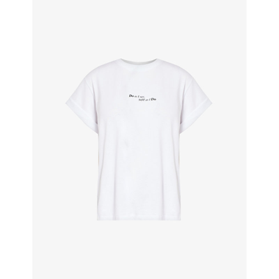 Victoria Beckham Womens White Text-print Organic Cotton-jersey T-shirt