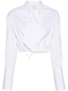 Genny Logo-plaque Cropped Poplin Shirt