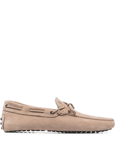 Tod's Gommini Nubuck Driving Shoes In Beige