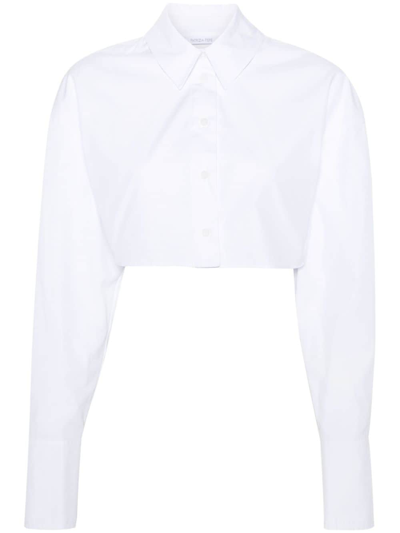 Patrizia Pepe Cropped Cotton Shirt In 白色