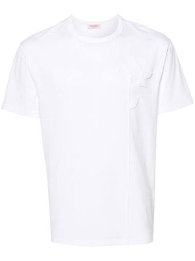 Valentino Cotton Logo-hem T-shirt In White