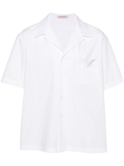 Valentino V-logo Cotton Shirt In White