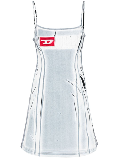 Diesel Creased-paint Cotton Mini Dress In Grey
