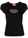 Diesel Oval D-embroidered Cotton T-shirt In Black