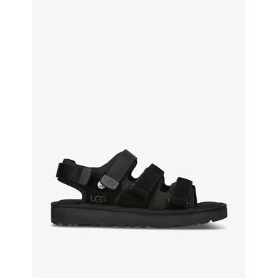 Ugg Mens Black Goldencoast Multi-strap Suede And Mesh-blend Flat Sandals