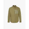 LOEWE LOEWE MENS HUNTER GREEN ANAGRAM-EMBROIDERED PLEATED-CUFFS RELAXED-FIT COTTON-TWILL SHIRT