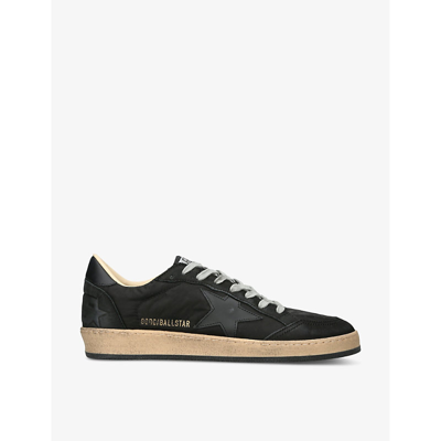 Golden Goose Men's Ballstar Logo-embroidered Leather Low-top Trainers In Black
