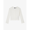 THE KOOPLES THE KOOPLES WOMEN'S WHITE SCALLOPED-EDGE SLIM-FIT KNITTED CARDIGAN