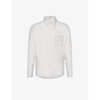 Loewe Anagram-embroidered Pleated-cuffs Relaxed-fit Cotton-twill Shirt In White