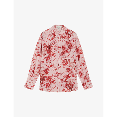Ted Baker Womens Red Saadiee Dragon-print Shirt In Red