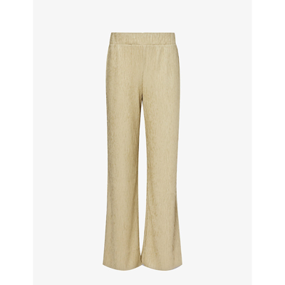 4th & Reckless Charlo Crinkled-texture Straight-leg Mid-rise Woven Trousers In Olive