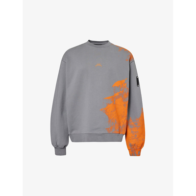 A-cold-wall* A Cold Wall Mens Slate Brushstroke Abstract-print Cotton-jersey Sweatshirt