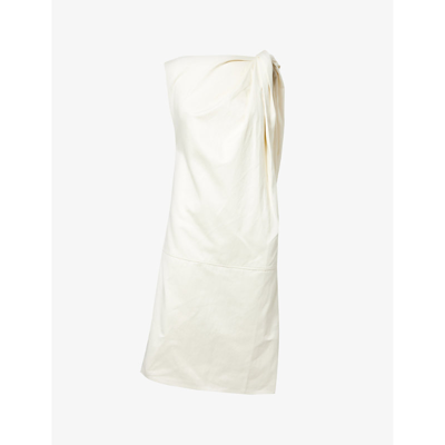 Totême Twisted Cotton-linen Satin Midi Dress In White