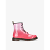 DR. MARTENS' DR MARTENS GIRLS PINK KIDS 1460 GRADIENT 8-EYE LEATHER BOOTS 9-10 YEARS